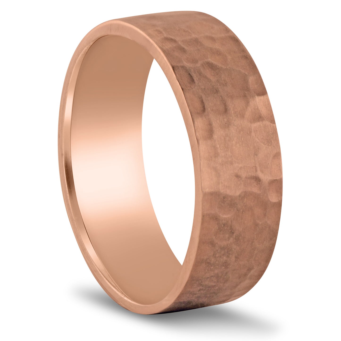 Rose-gold-wedding-band-flat-hammered-mate-wholesale-rings