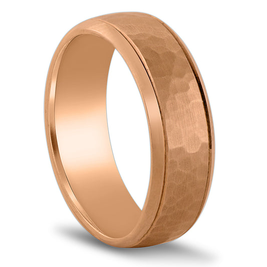 Hammered-Rose-gold-wedding-band-beveled-wholesale-rings